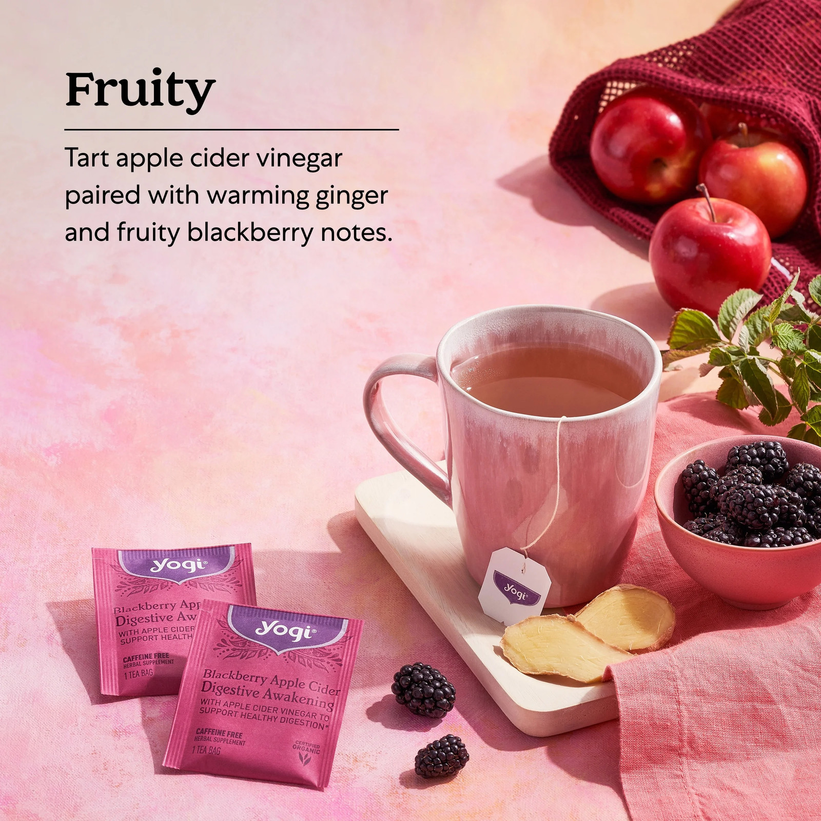 Yogi Tea Blackberry Apple Cider Digestive Awakening, Herbal Tea Bags, 16 Count