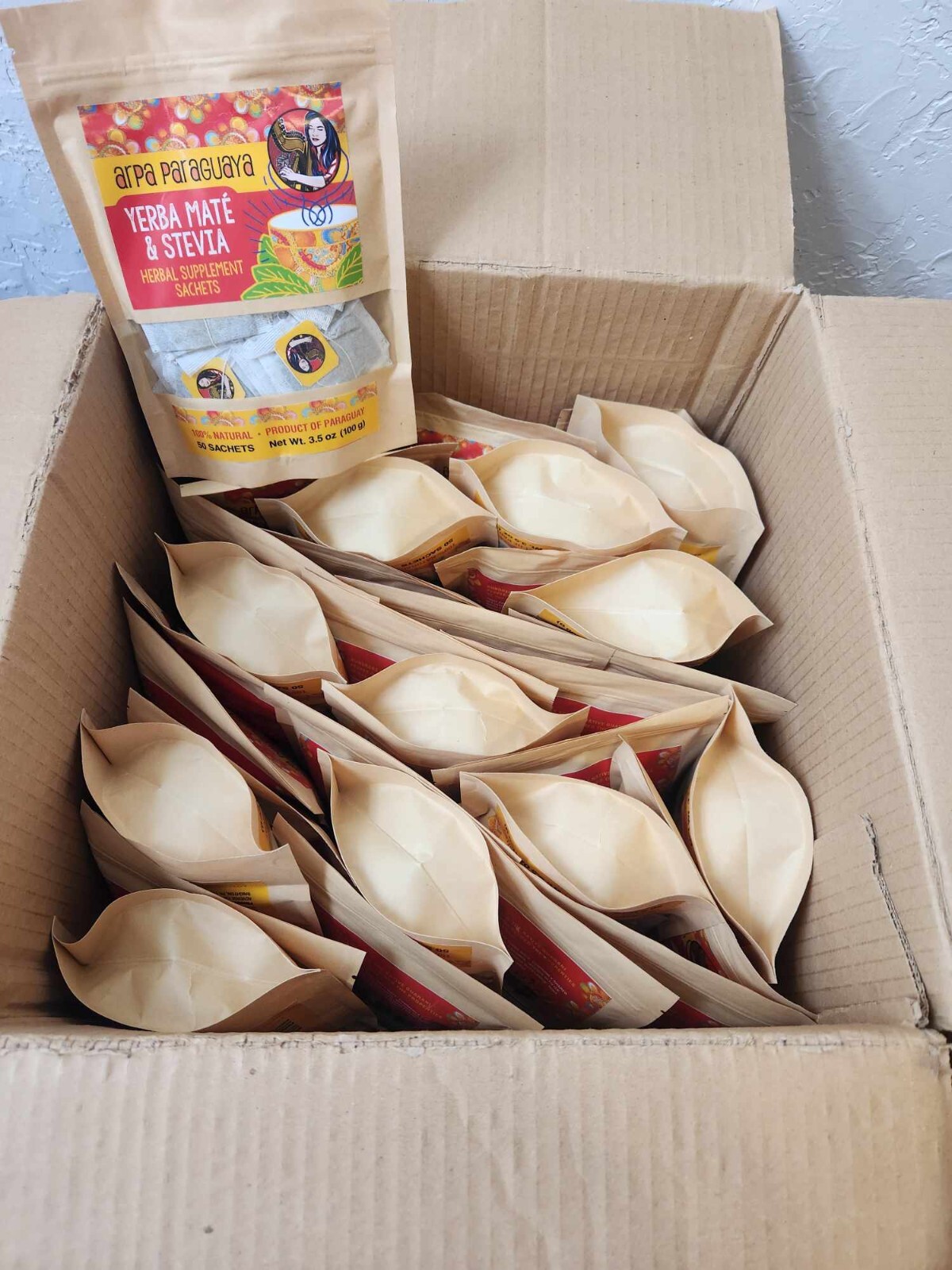 BULK Yerba Mate & Stevia Tea Sachets; 50 Sachets per pouch; BULK 40 Pouches