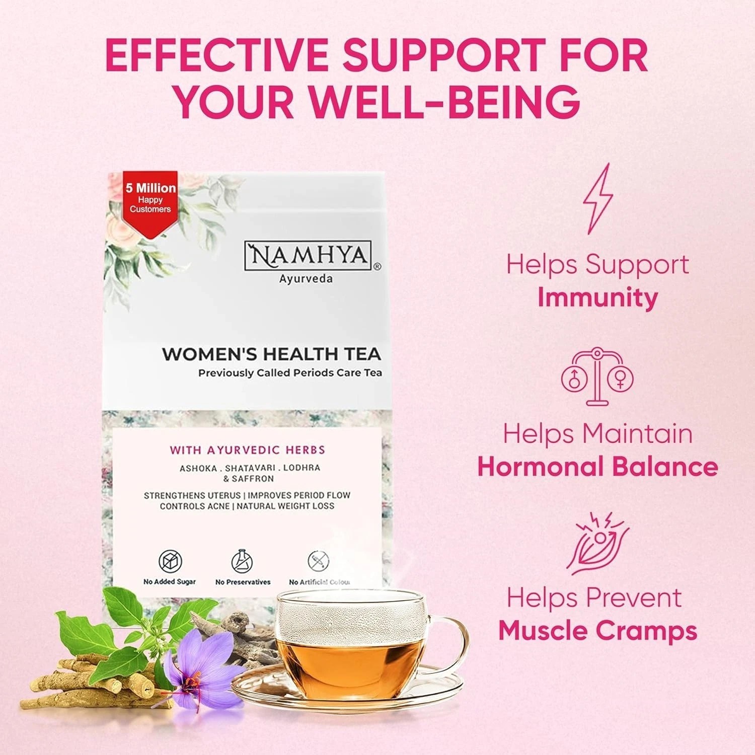 NAMHYA Womens Health Tea | Herbal Tea | PCOS tea for women | Loaded with Natura