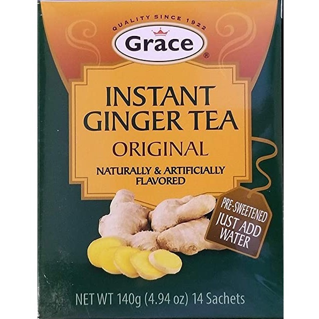 Grace Instant Ginger Tea Original, 4.94 oz 14 Sachets (Pack of 2)