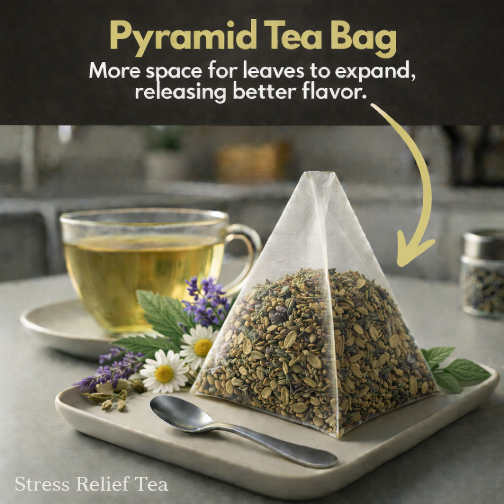 Organic Stress Relief Tea-Calming Relaxing Tea- 100 Plant-Based Pyramid Tea Bags