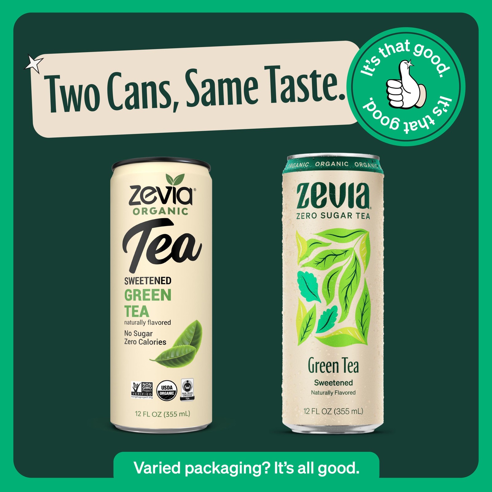 Zevia Zero Sugar Tea, Green Tea, 12 oz Cans 12-Pack – Naturally Sweetened, Ze…