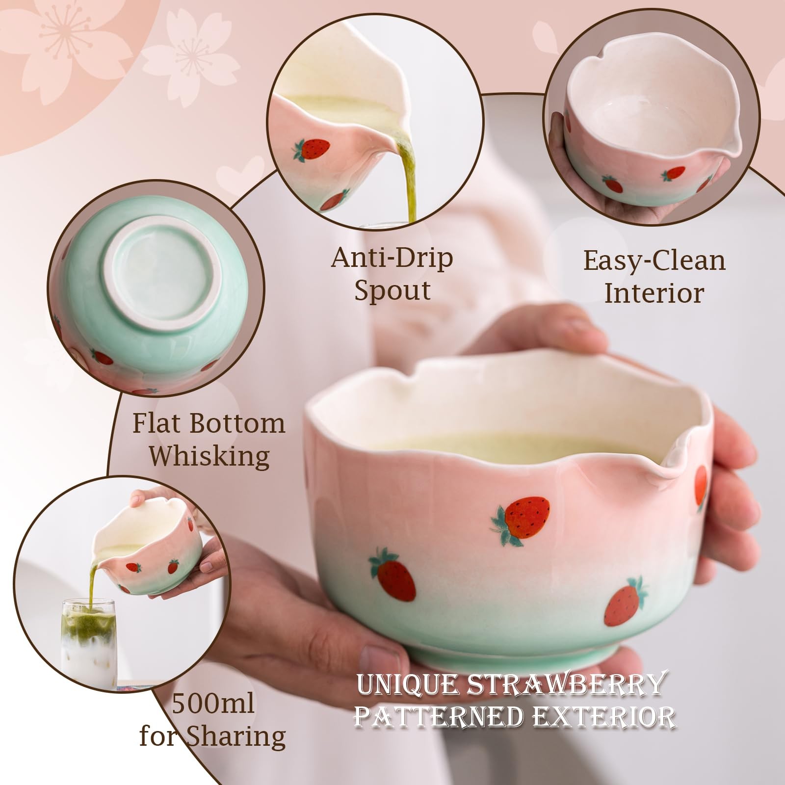 7 Pcs Matcha Whisk Set, Includes Heart Shaped Matcha Bowl with Spout, Holder …