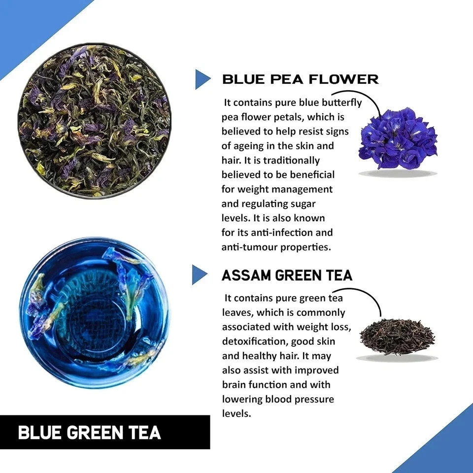 TEACURRY Blue Green Tea (30 Tea Bags)