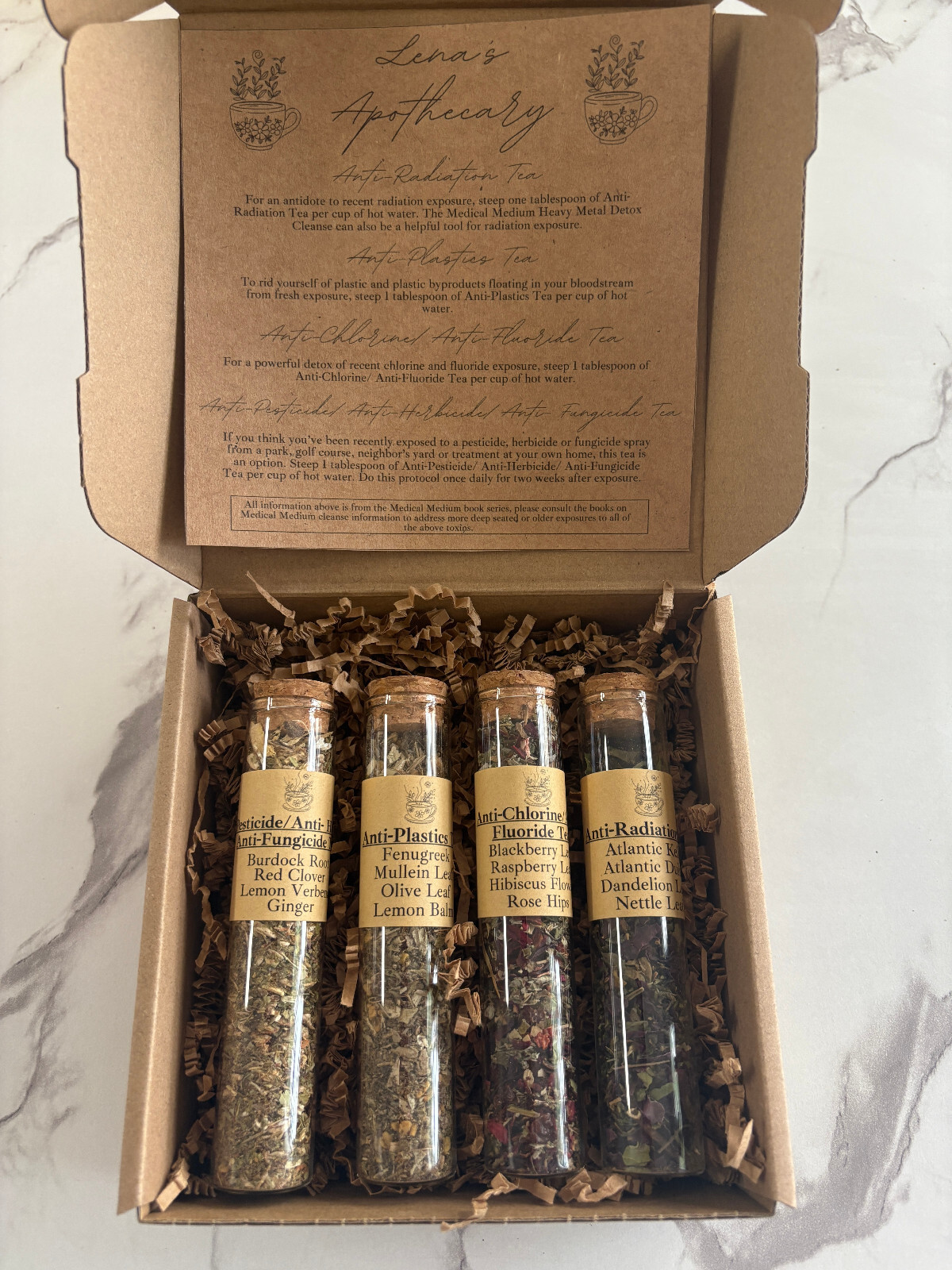 4 Loose Leaf Detoxifying Tea Sampler Set, Tea Gift Set, Apothecary Gift