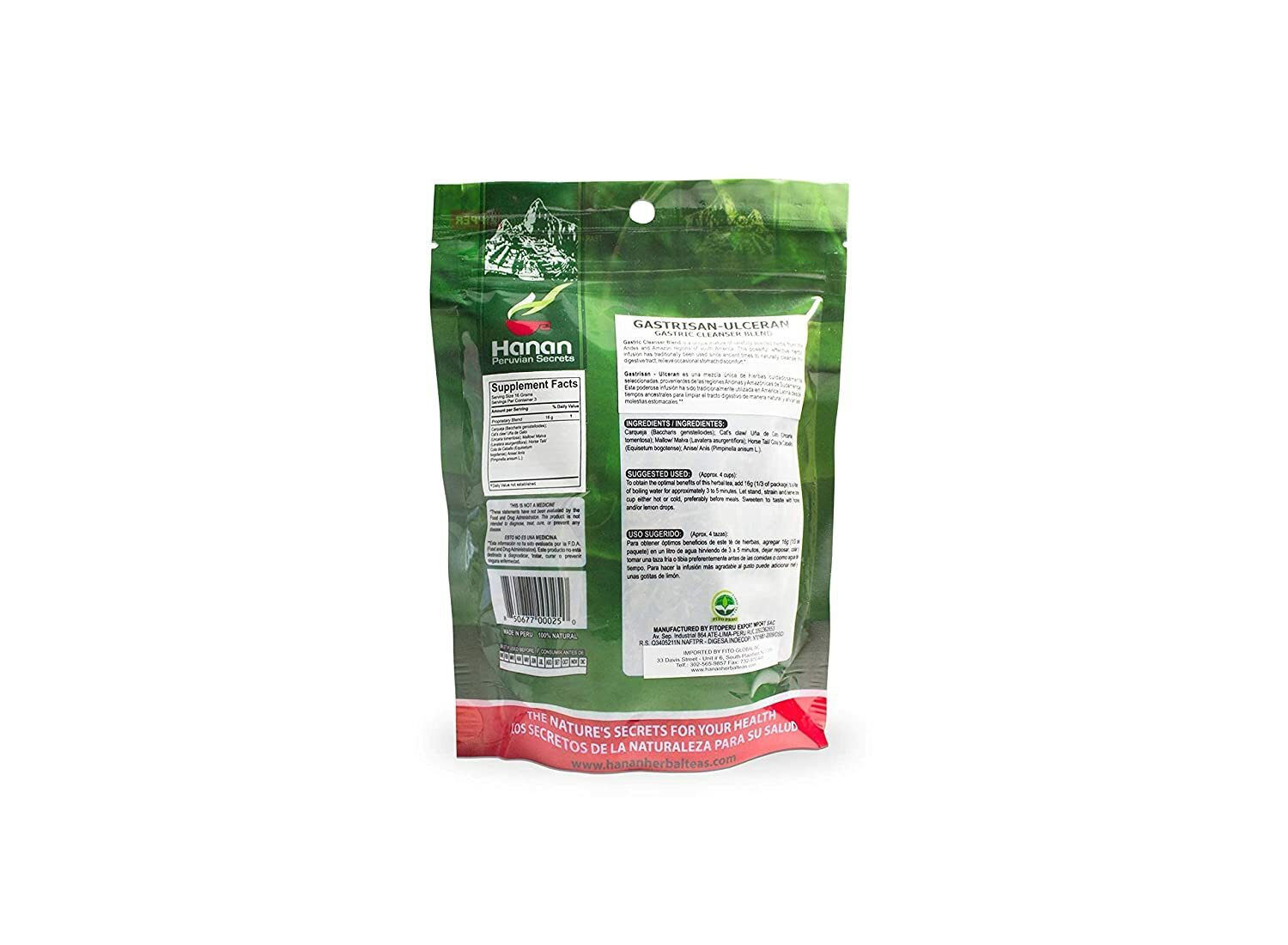 Hanan Peruvian Secrets Gastrisan-Ulceran Herbal Tea | 100% Natural Gastric Clean