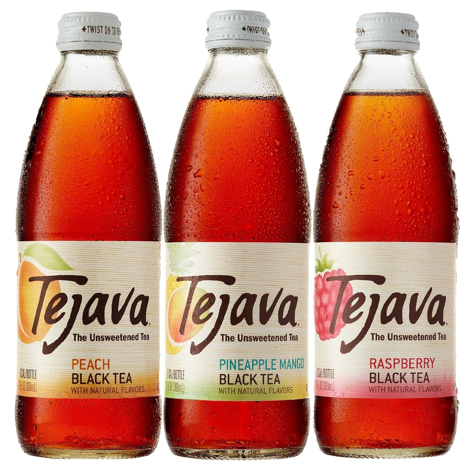 Black Tea Sampler 12 Ounce Bottles Unsweetened Peach Raspberry Pineapple Mango