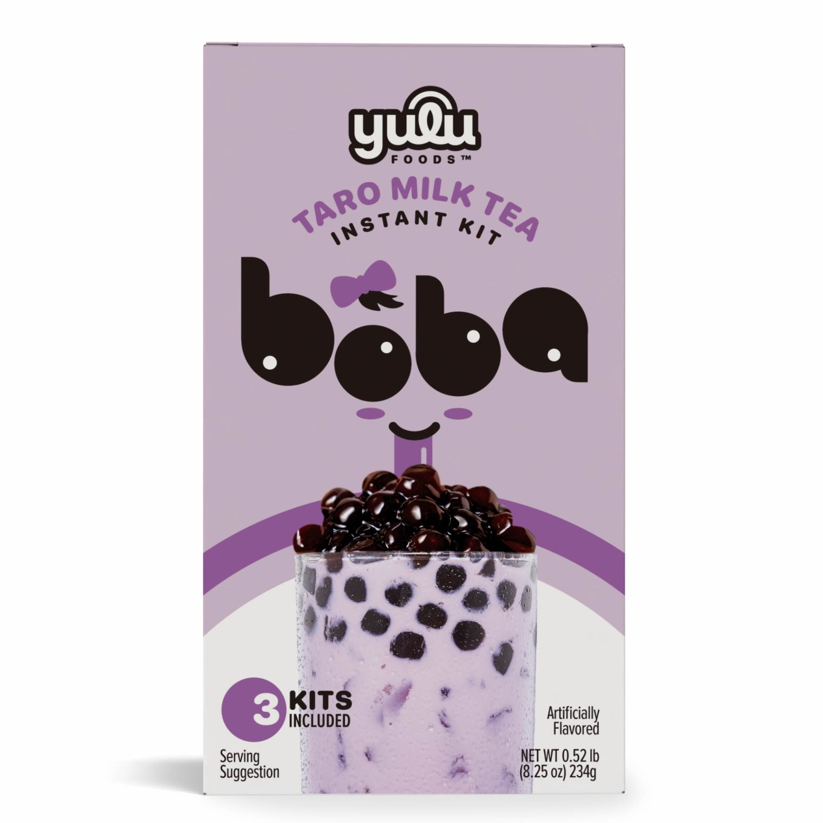 Yulu Instant Boba Taro Milk Tea, Bubble Tea Kit, 3 Drinks