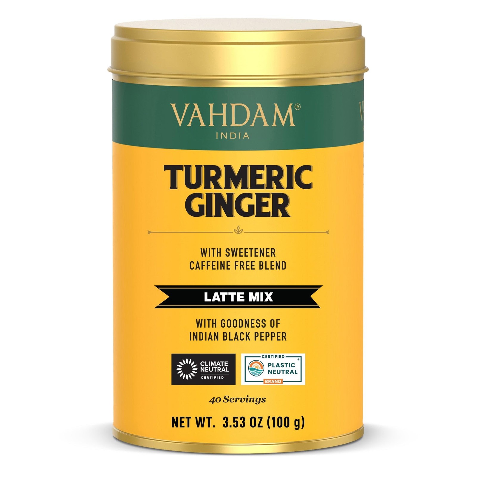 , Golden Milk Powder/Turmeric Ginger Latte Mix (100g, 40 Cups) Caffeine-Free …
