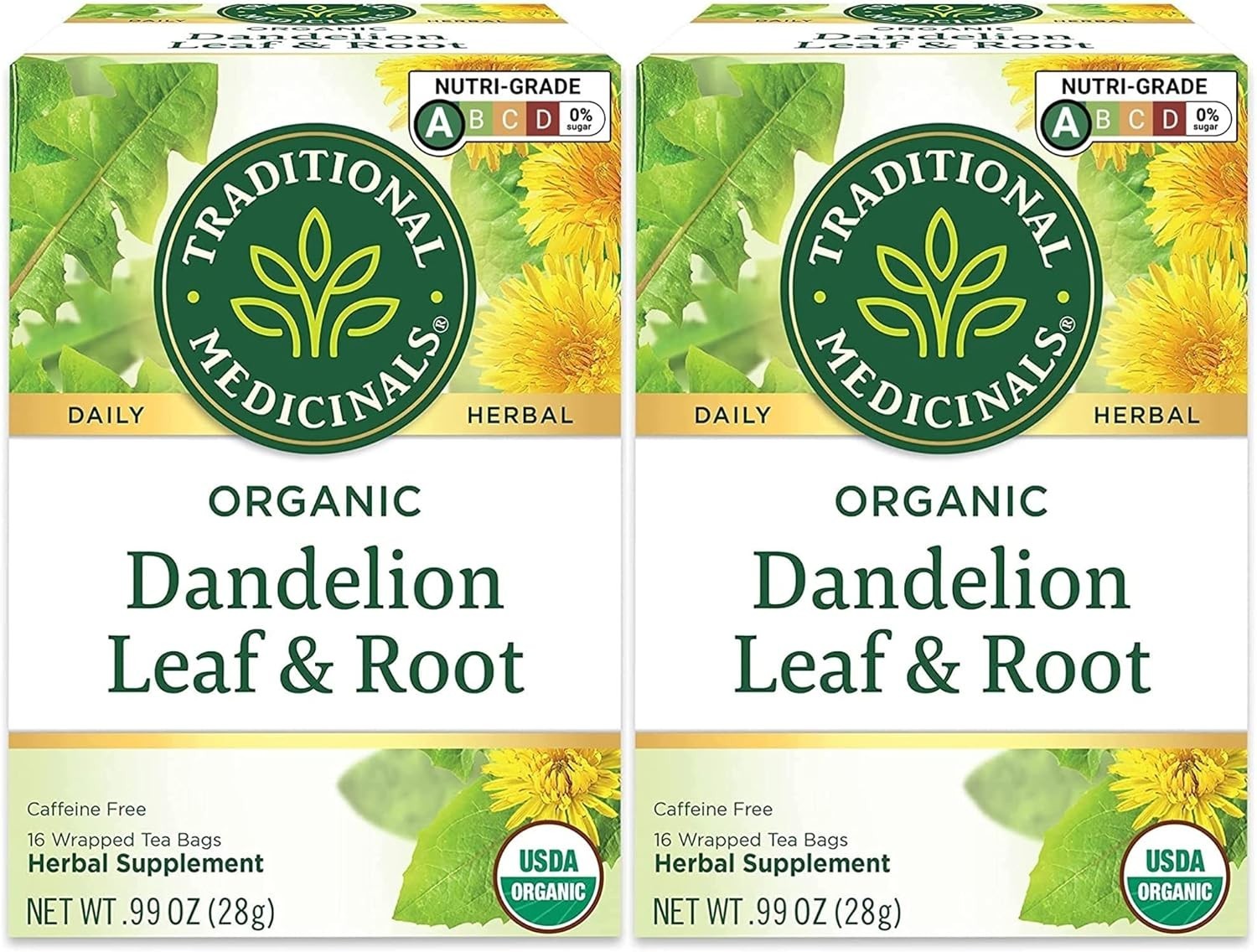 Pack of 2 Organic Dandelion Teabags – 32 Count, Allergen-Free Herbal Benefits