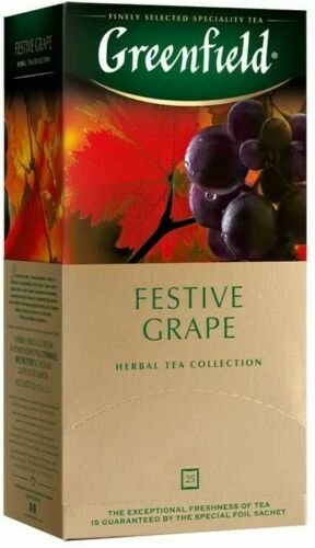 Greenfield HERBAL TEA FESTIVE GRAPE 25 Bags RF NO GMO Made in Russia US Seller