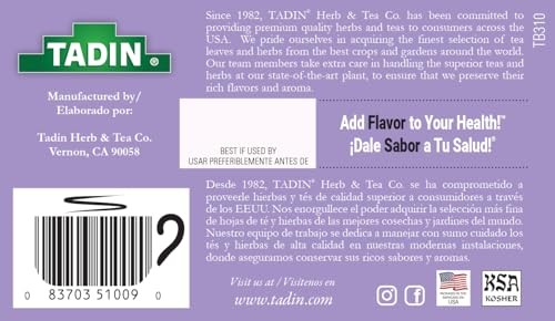 Tadin Passion Flower Herbal Tea Bags Caffeine Free 24 Count Relaxing Tea