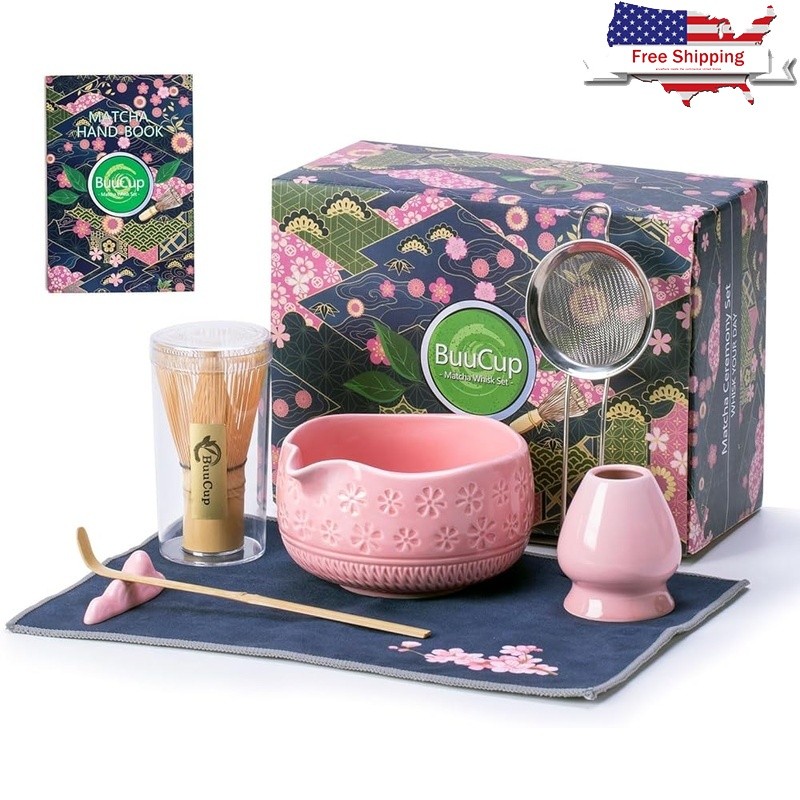 Matcha Kit W/ Whisk Scoop Bowl Sifter Bamboo Tea Set Cherry Blossom Design New