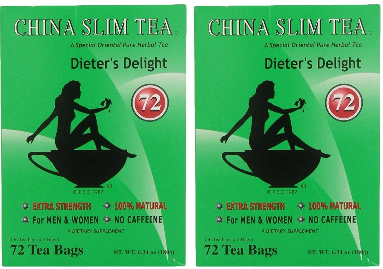 China Slim Dieter’s Tea Delight, Large, 72-Count (Pack of 2, 144 tea bags total)