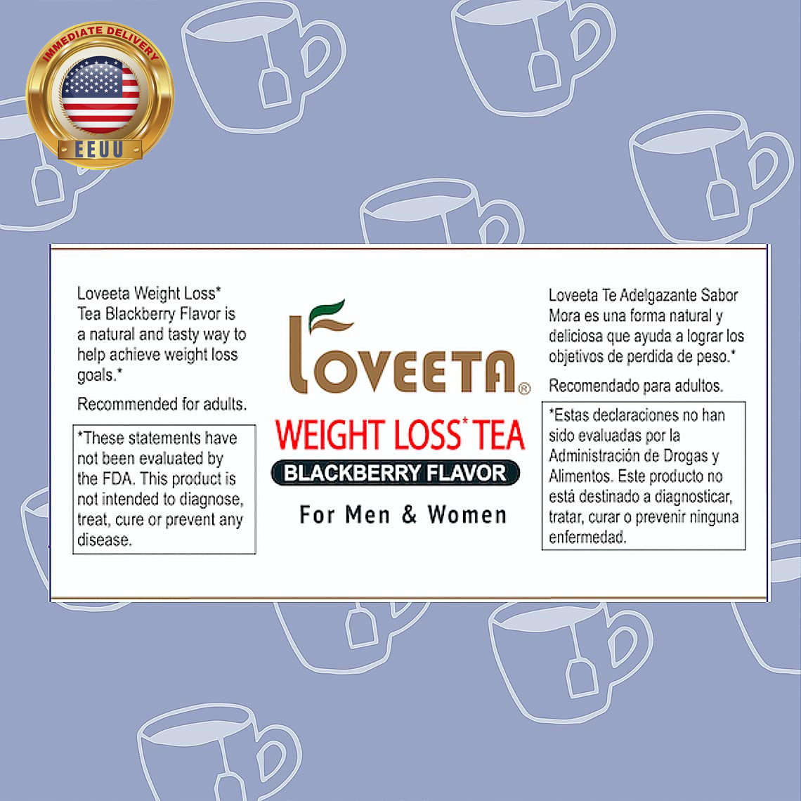 Loveeta Wellness Weight Loss Tea Blackberry – 15 Tea Bags (Gmo Free, Gluten Free