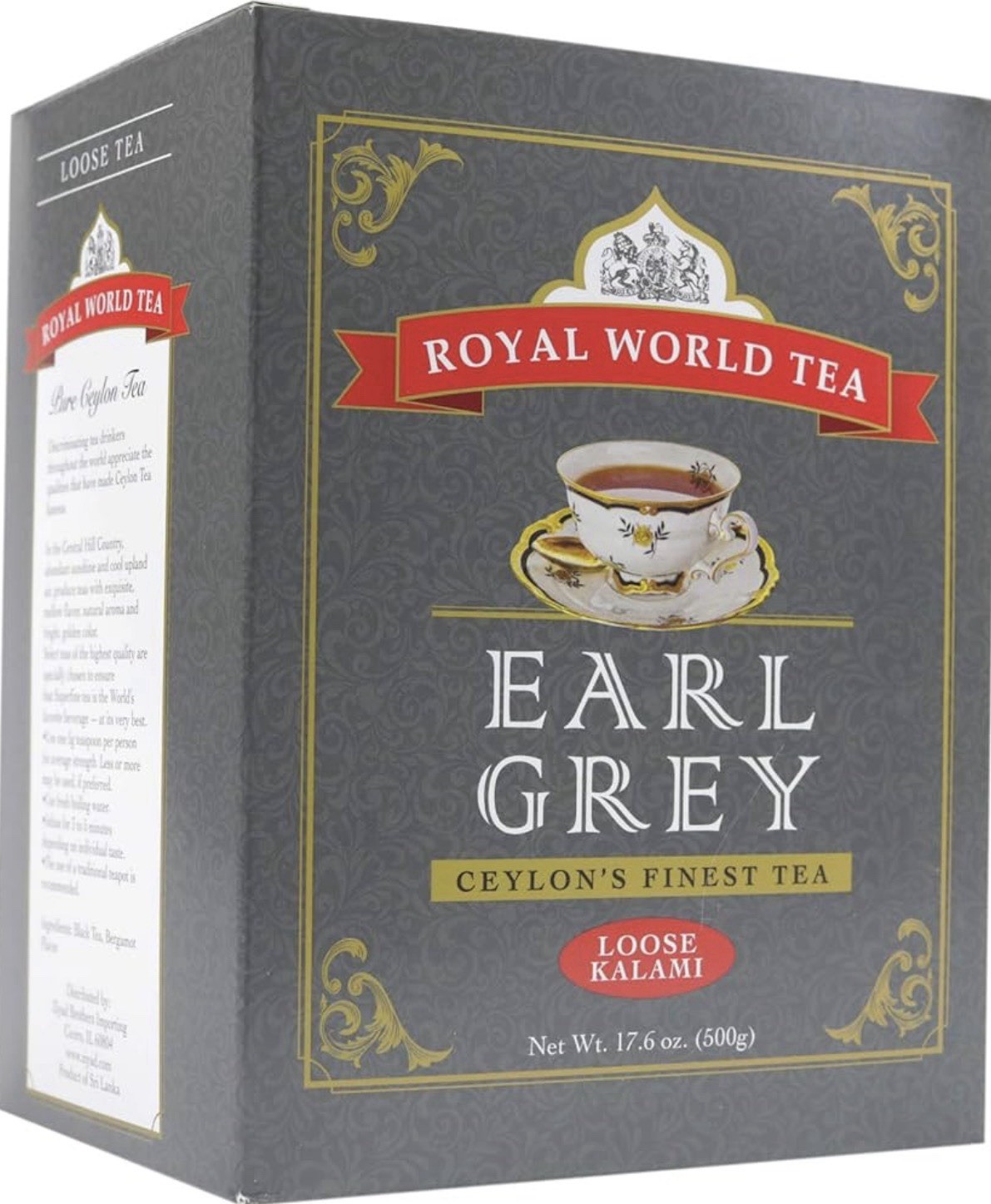 Royal World Earl Grey Loose Leaf Black Tea 17.6oz Bergamot Ceylon Tea