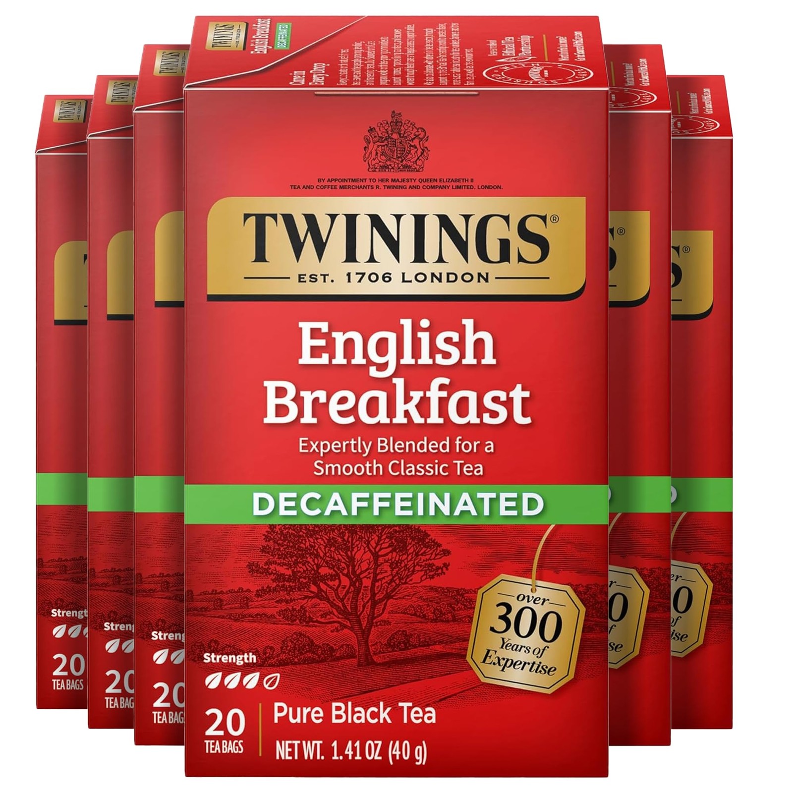 Twinings Decaffeinated English Breakfast Individually 20 Count (Pack of 6)