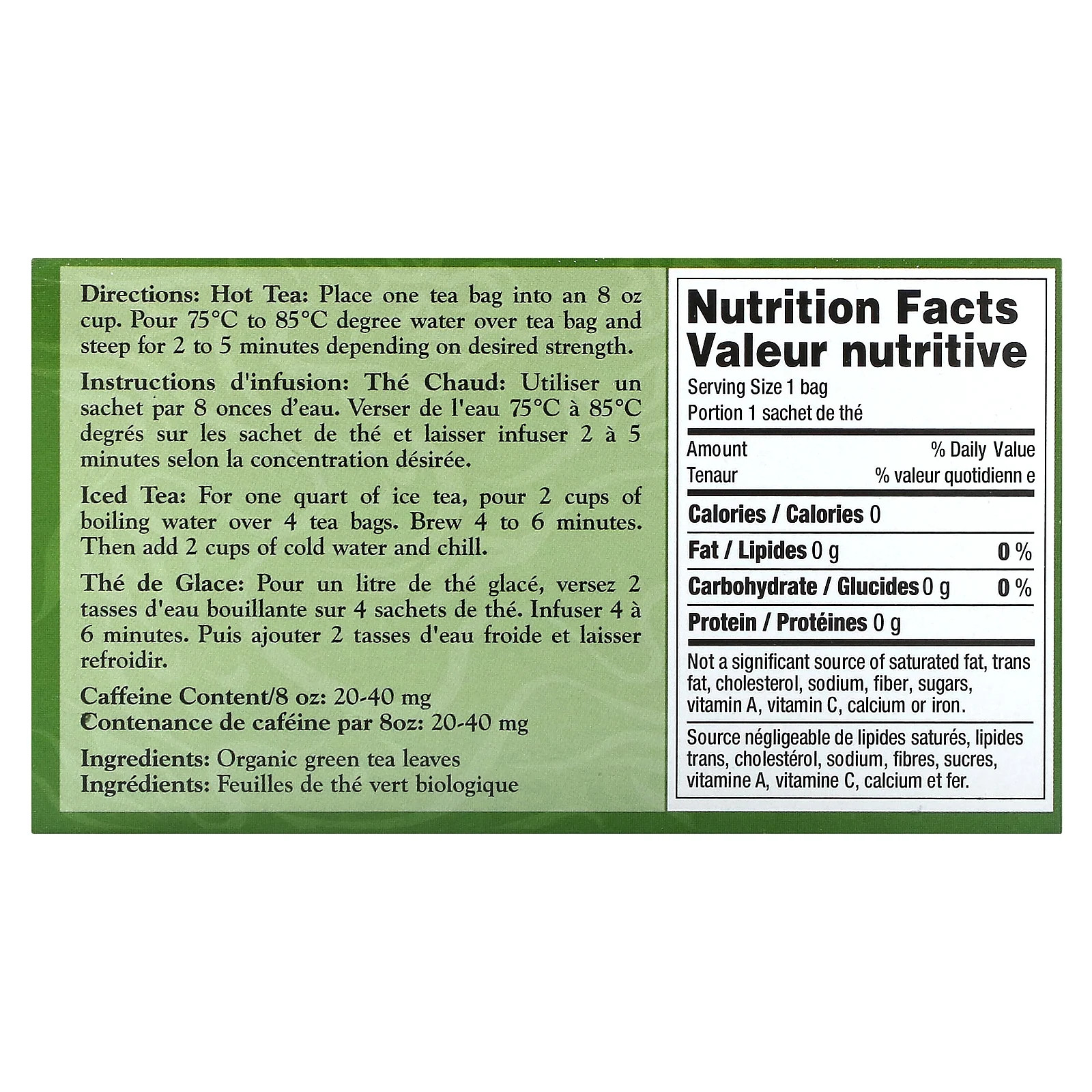 Organic Green Tea, 40 Tea Bags, 2.26 oz (64 g)