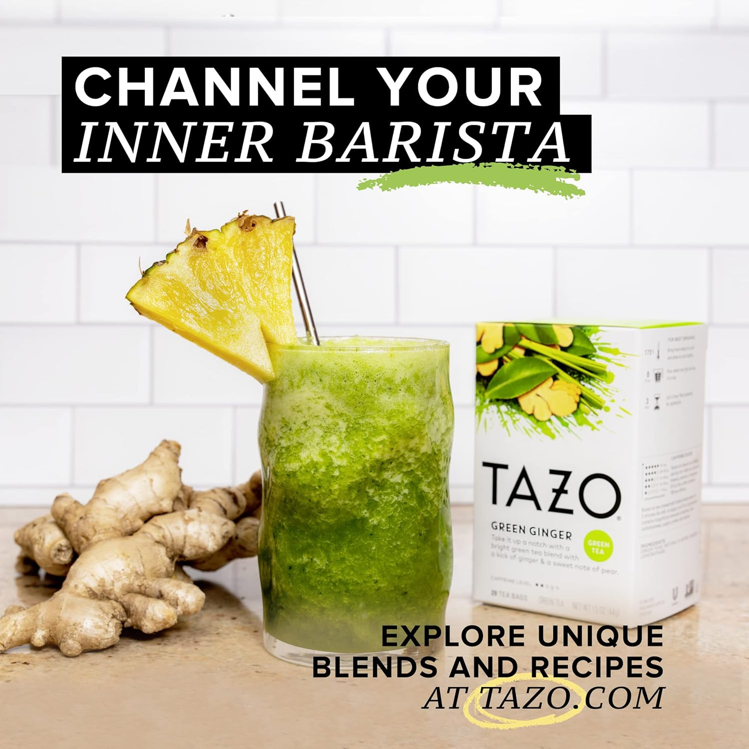 TAZO Tea Bags, Green Tea, Green Ginger, 20 Count (Pack of 6)
