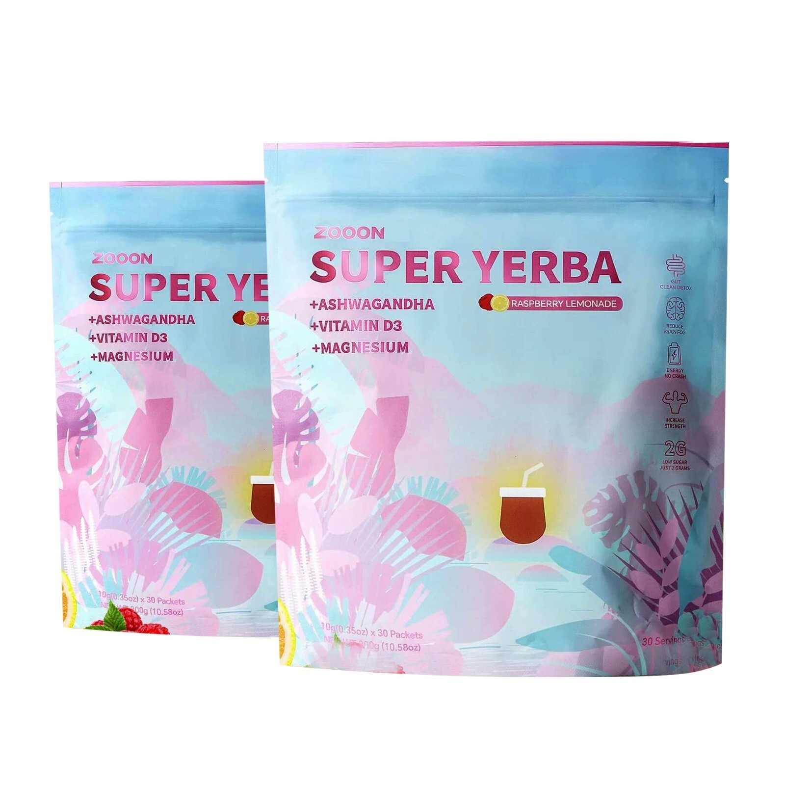 NEW Zooone Super Yerba 30 Packets Raspberry Lemonade – Clean Energy & Detox