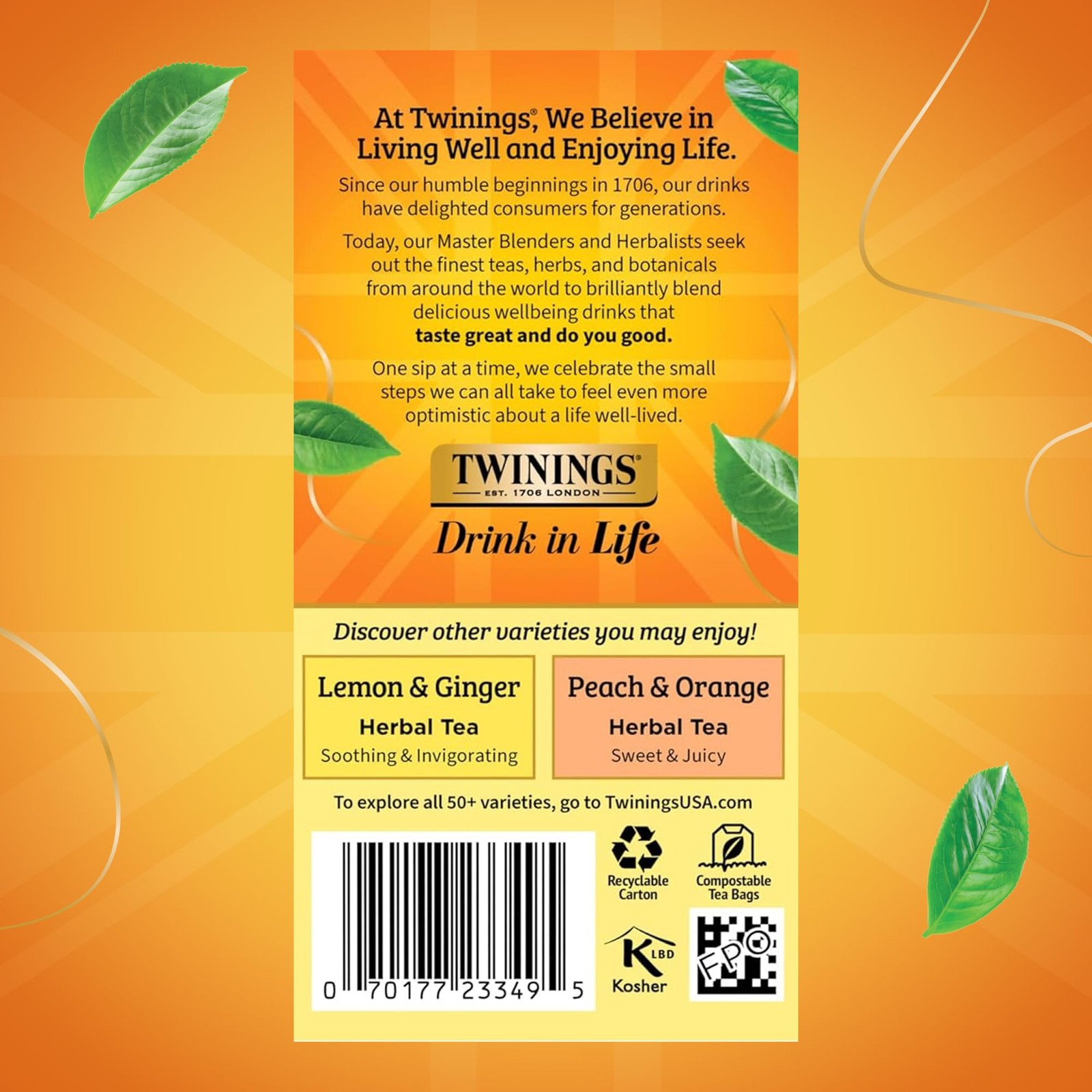 Twinings Mango Pineapple Herbal Tea Caffeine Free 20 Bags Pack of 6