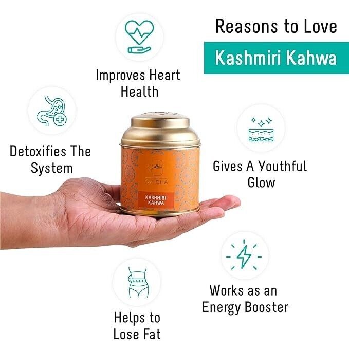 OH CHA Kashmiri Kahwa Detox Desi Kahwa Green Tea, 35Gms Blended With Saffron.