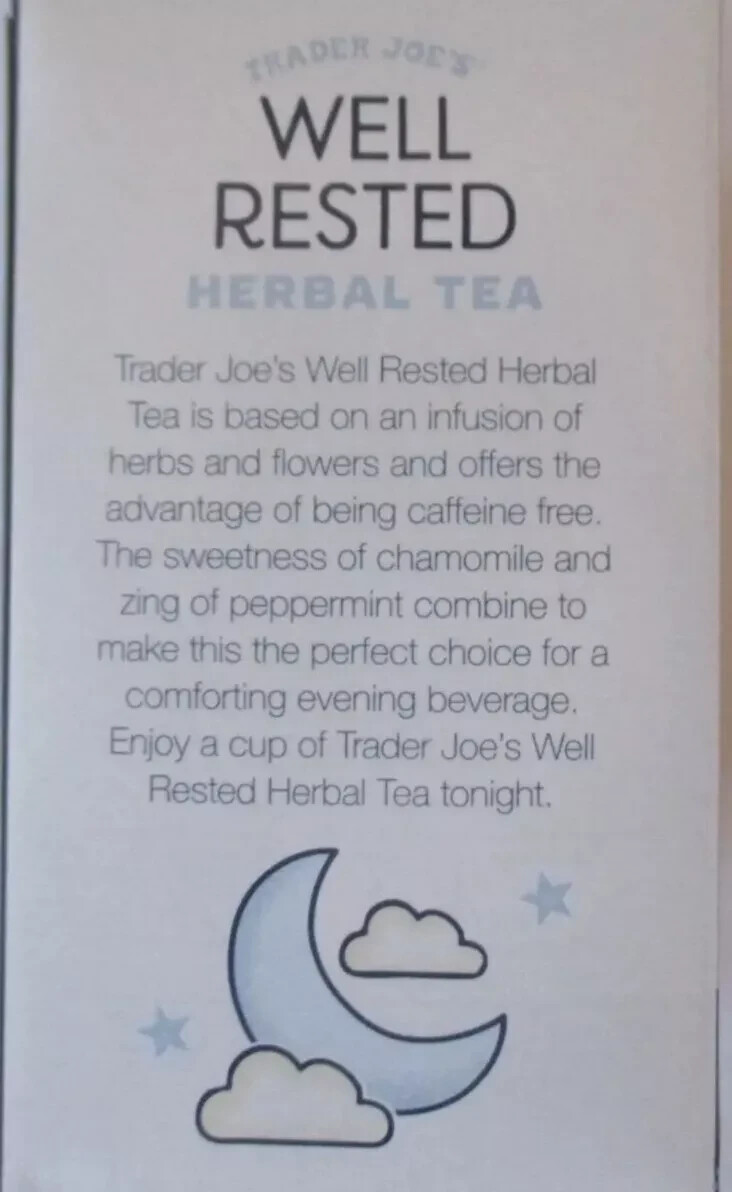Trader Joe’s WELL RESTED Herbal Tea 20-Tea Bags Comfort Rest Sleep * BB 1/2026 *
