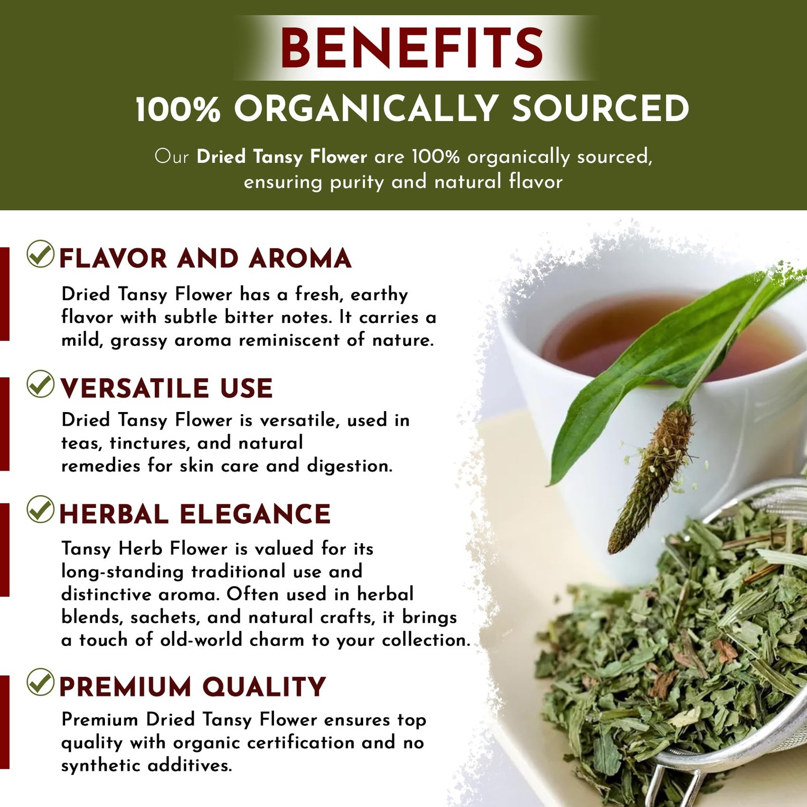 Organic Dried Tansy Flower Herb Tea Cut & Sifted | European Wild-Crafted | Or…