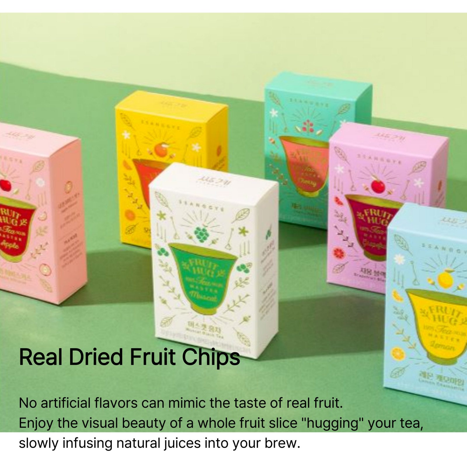 Ssanggye Premium Korean Fruit Hug Dried Tea Blend 6 Flavors x 3 Pyramid Tea Bags