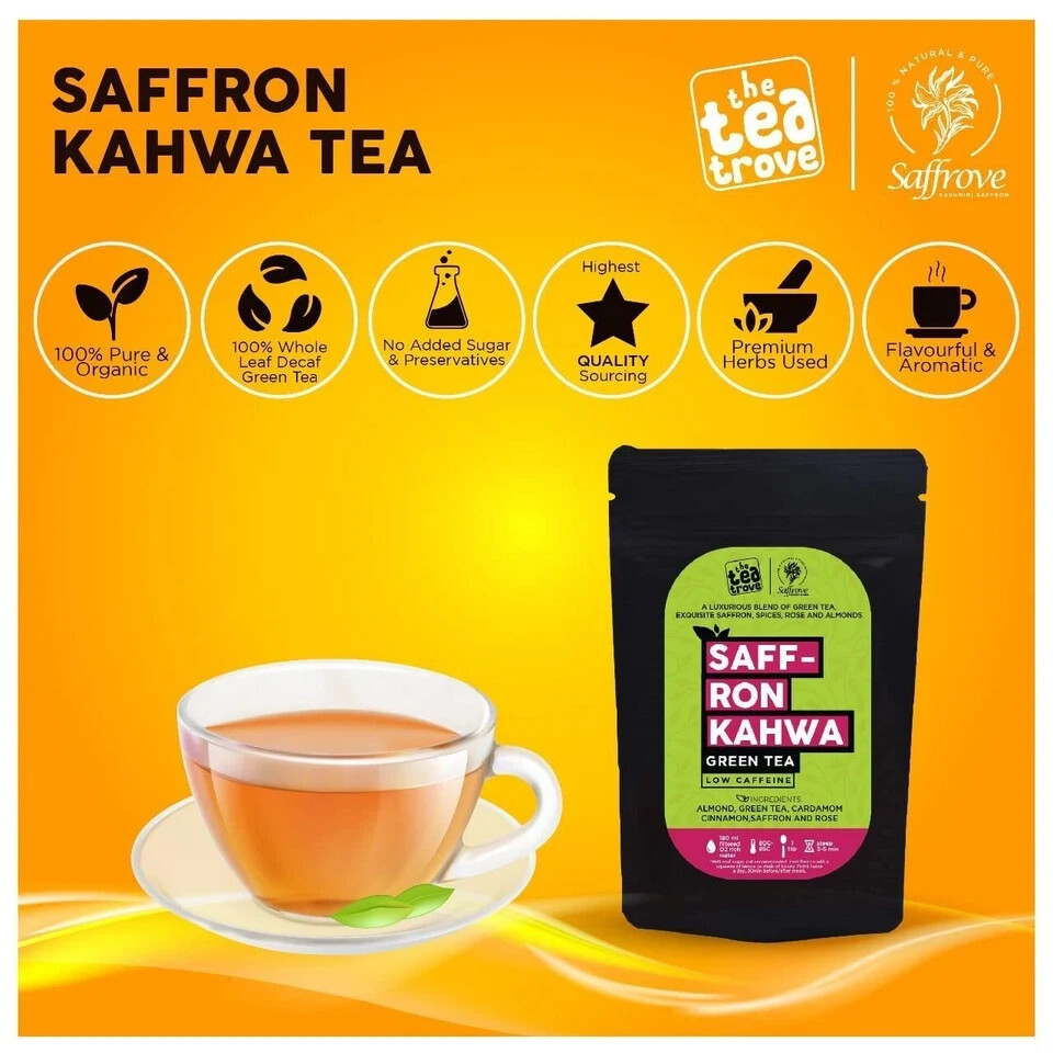 The Tea Trove – Kashmiri Kahwa Green Saffron Tea 50g Free Shipping World Wide
