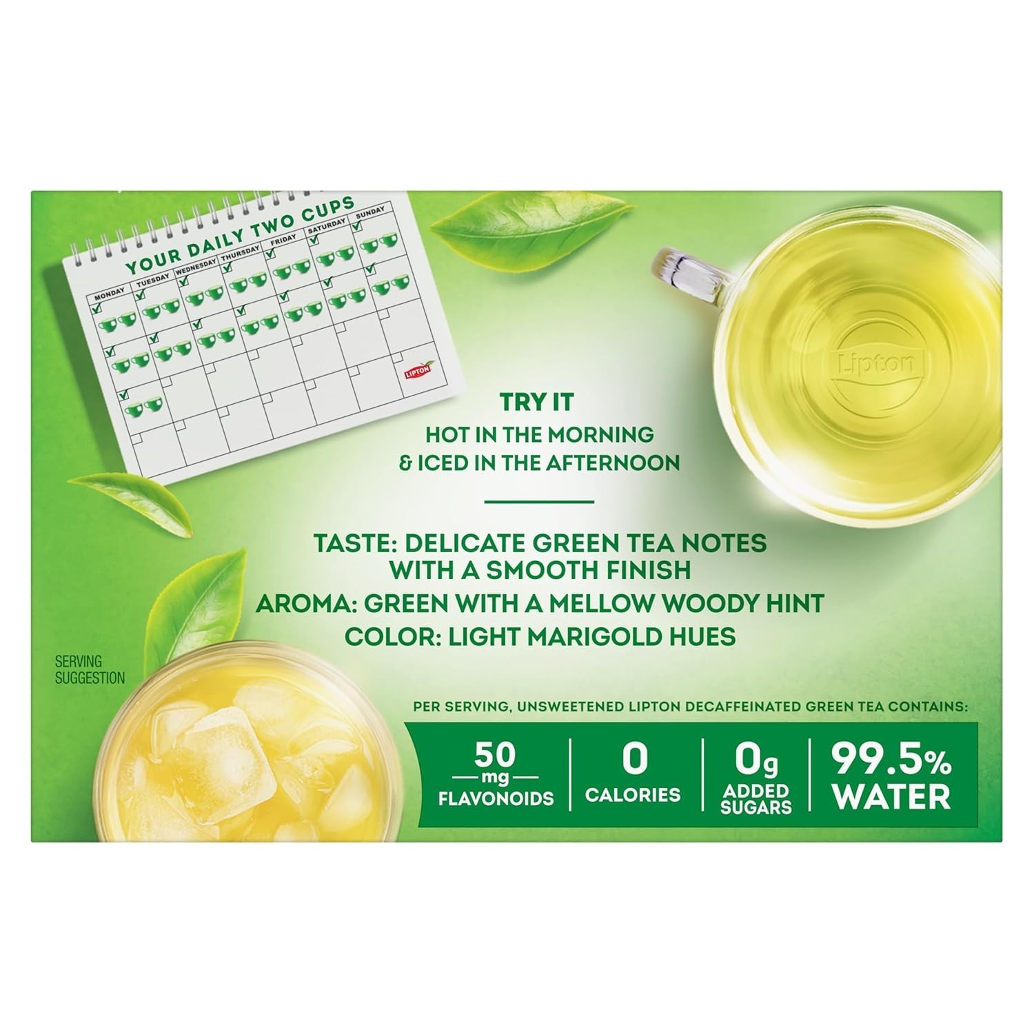 Lipton Green Tea, Decaffeinated, Tea Bags 40 Count Box