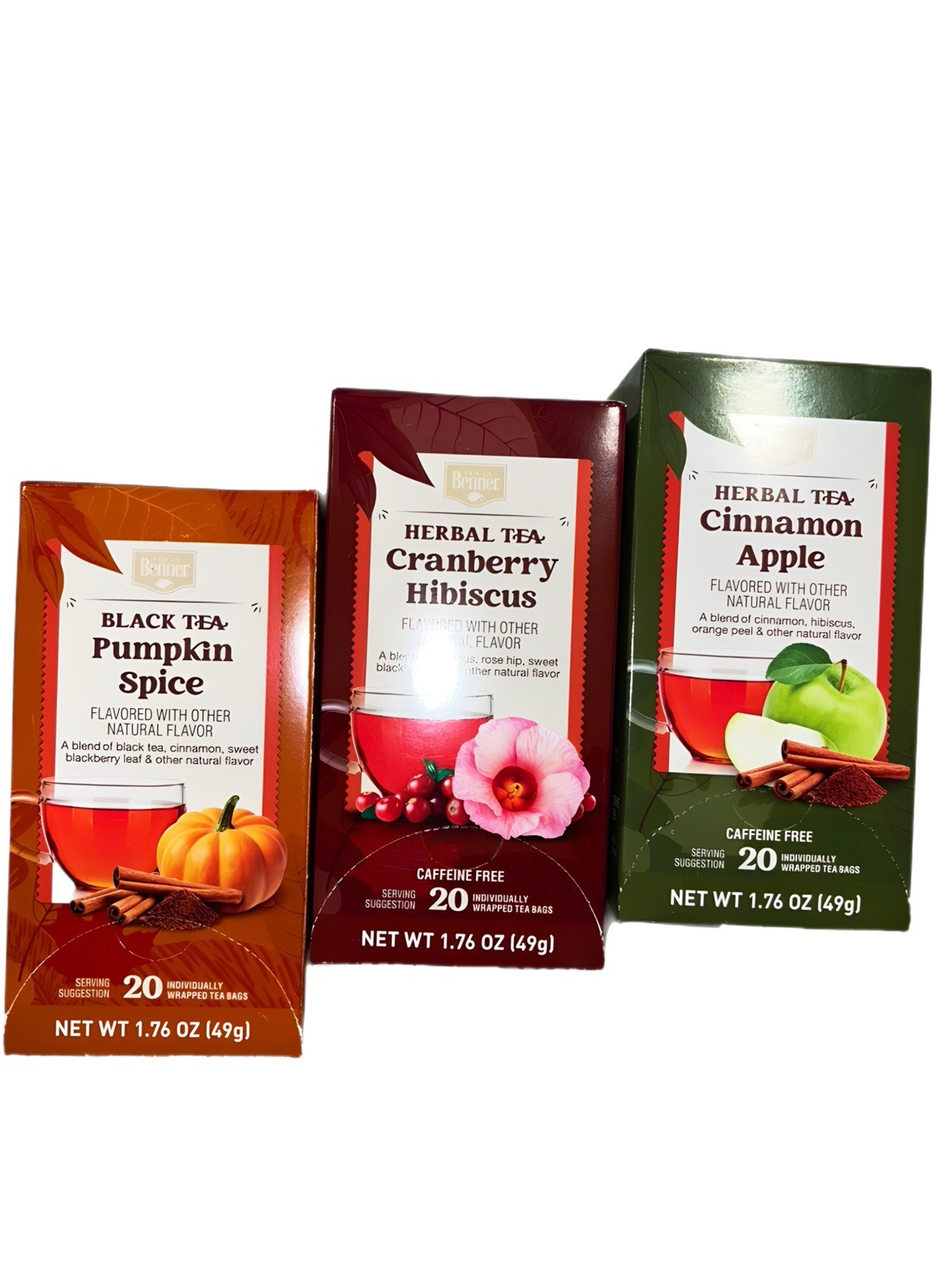 Benner Fall Tea Variety -X3. Pumpkin Spice, Cinnamon Apple, Cranberry Hibiscus