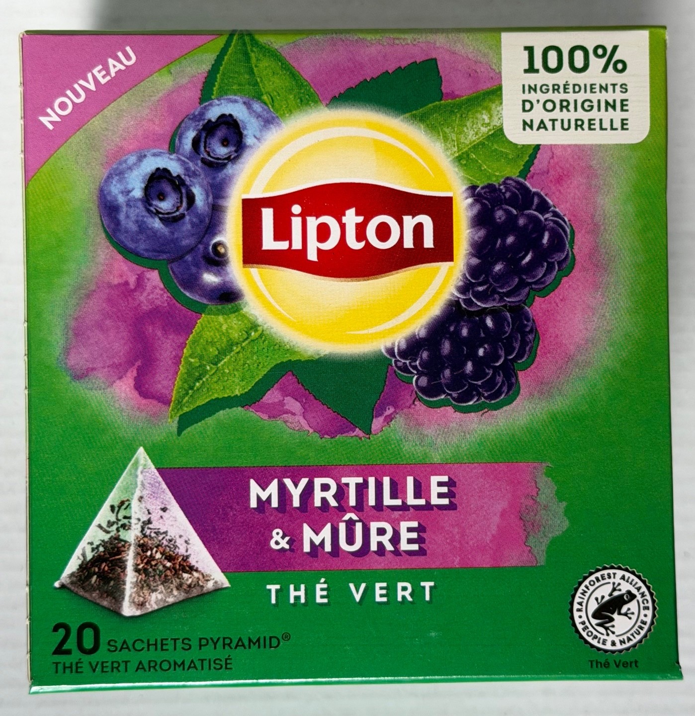 Lipton GREEN TEA: BLUEBERRY & BLACKBERRY – 1 box /20 tea bags-SHIPS FREE