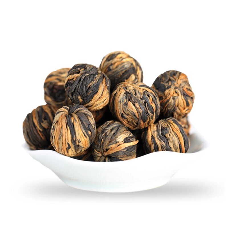 250g Organic Dian Hong Blooming Tea Ball Dragon Pearl Handmade Yunnan Black Tea