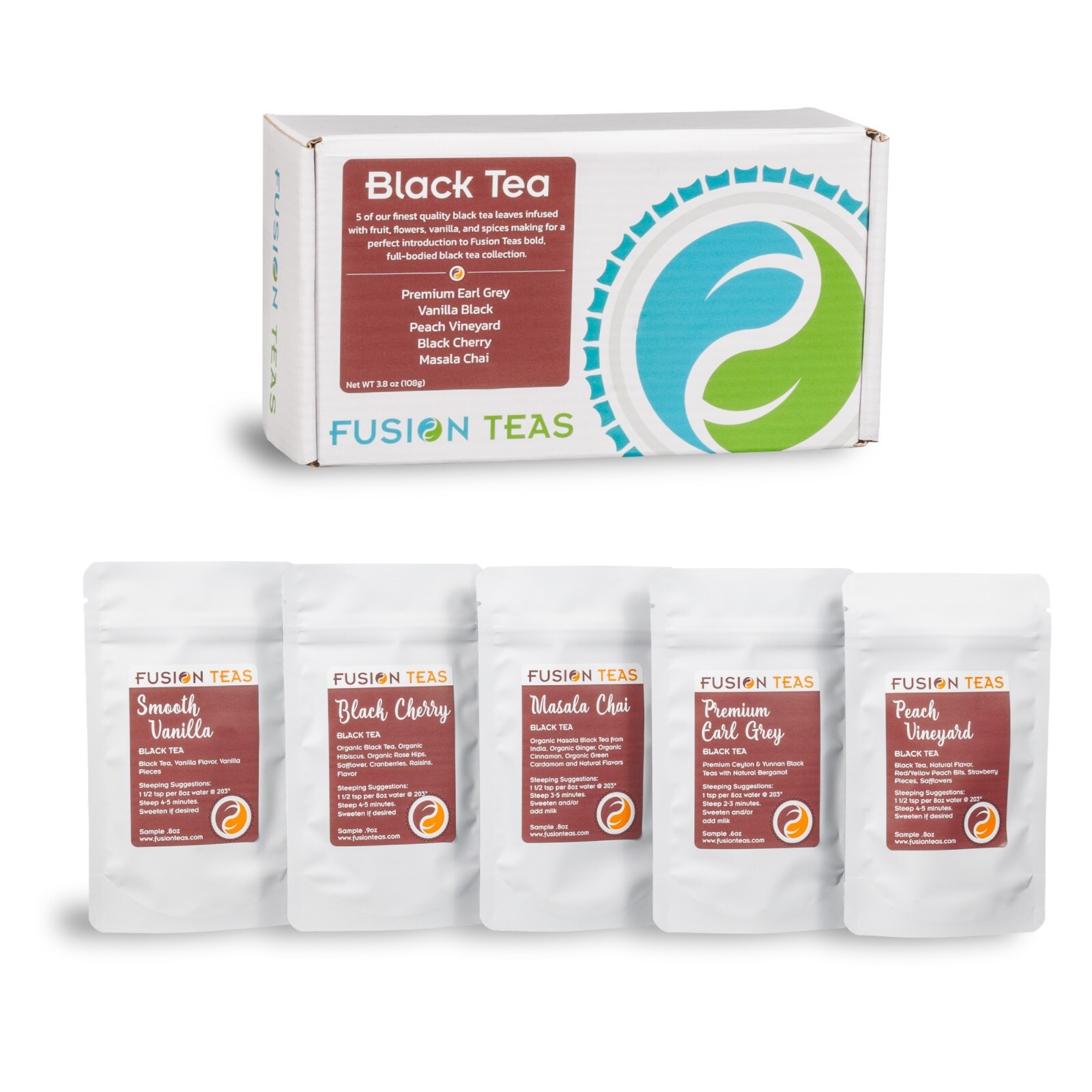 Black Tea Sampler – 5 Best Selling Loose Leaf Teas (Makes 40+ Cups) Fusion Teas