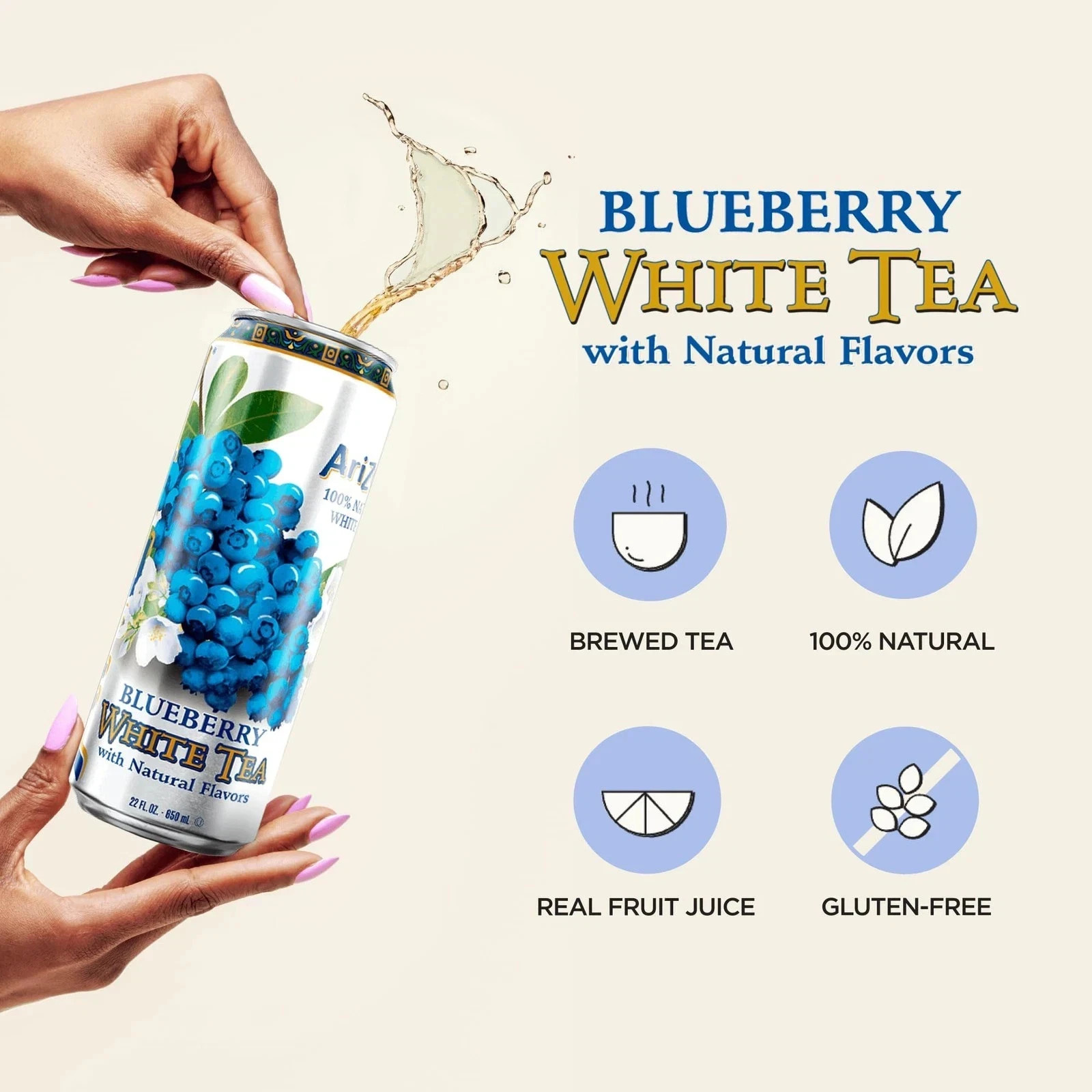 AriZona Blueberry White Tea – Big Can, 22 Fl Oz (Pack 22 of 12)