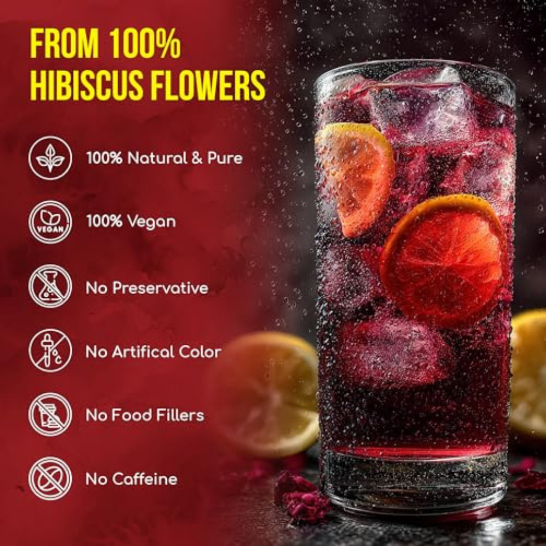 Premium 140 Hibiscus Flowers Tea Bags, 100% Natural, Handmade & Pure from Hibi