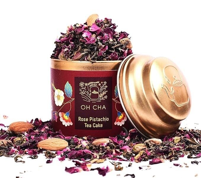 OH CHA – Rose Tea Pistachio | Rose Green Tea with Kashmiri Saffron 35g