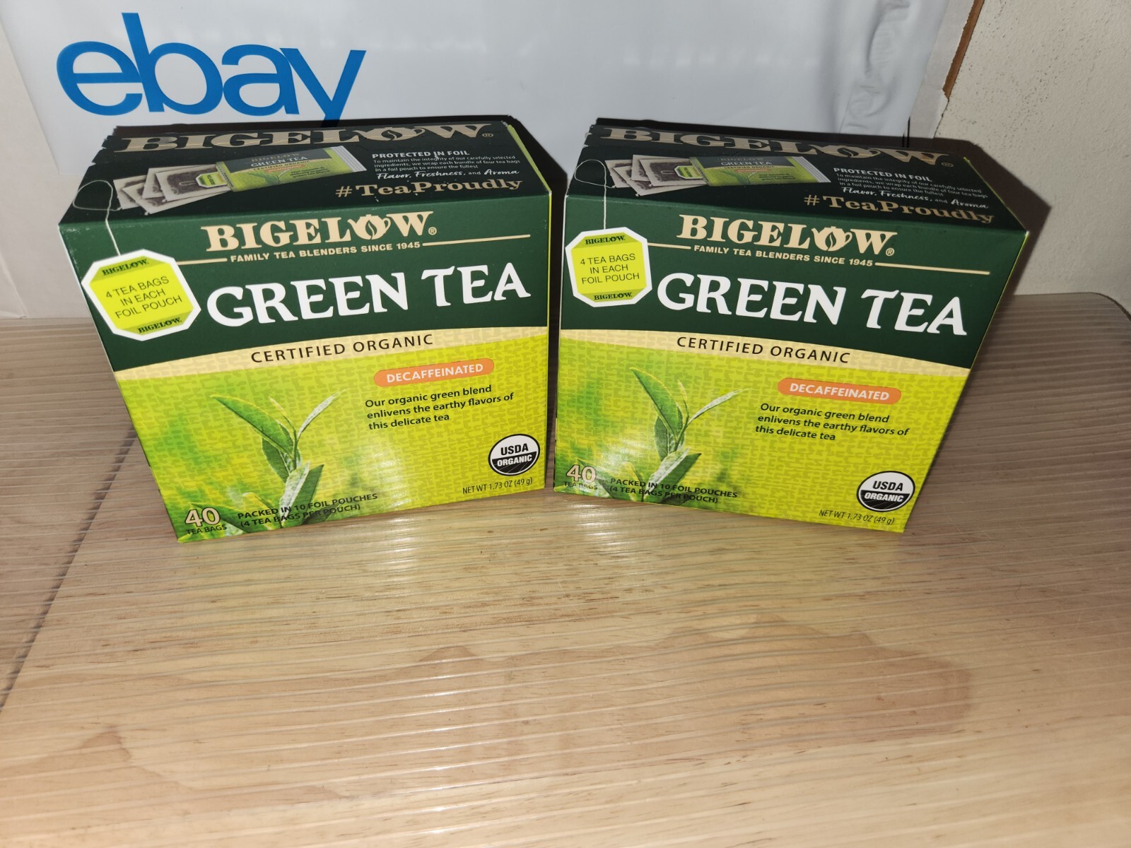 (2) Bigelow Organic Decaffeinated Green Tea | 40 Tea Bags Each | 1.73oz Lot Of 2