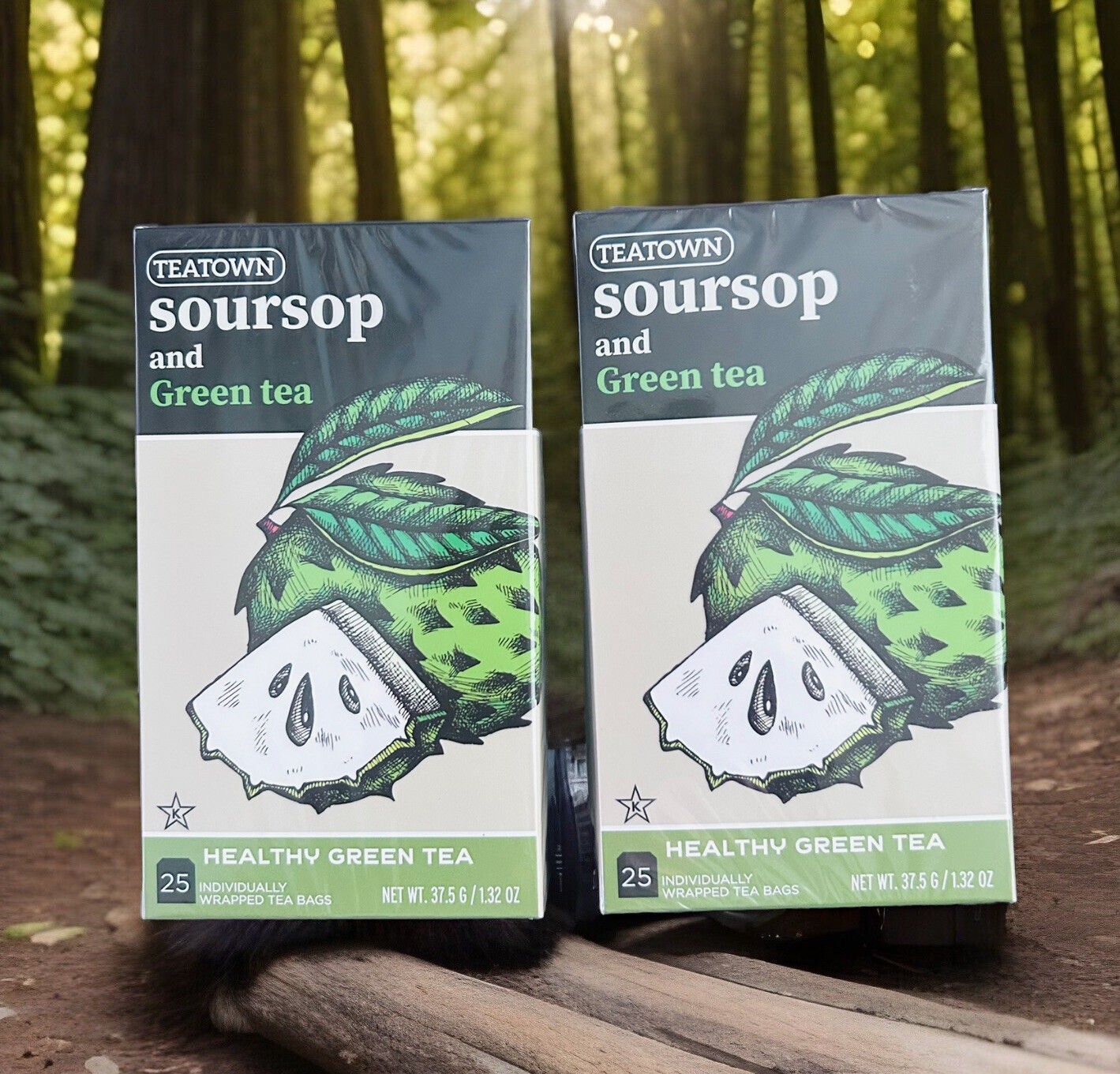 2 Teatown Soursop & Green Tea 25 Bags X 2 Packed In Sri Lanka