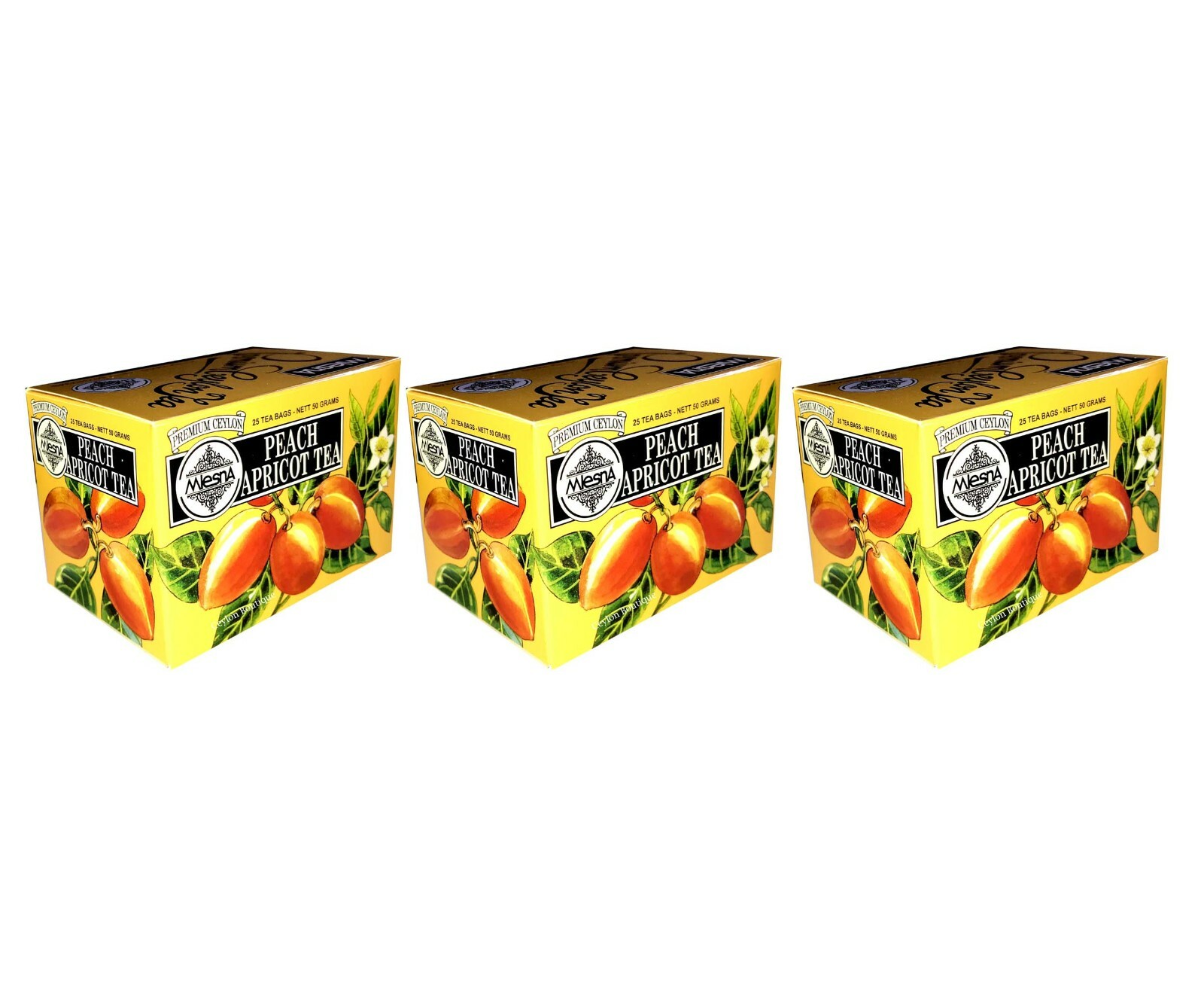 Mlesna Peach Apricot Ceylon Tea in 25 Tea Bags 50g X 03 Packs
