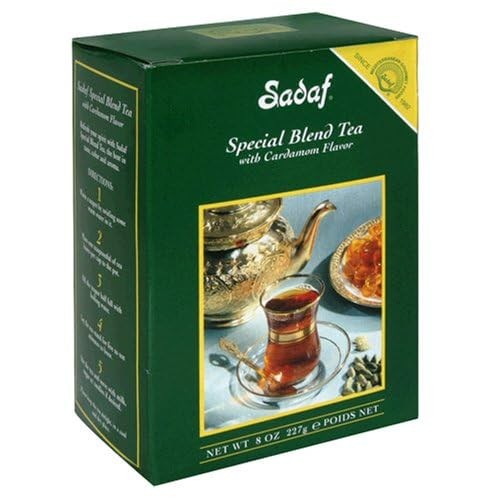 Sadaf Special Blend Cardamom Flavored Pure Ceylon Black Tea 100 Count (Foil),