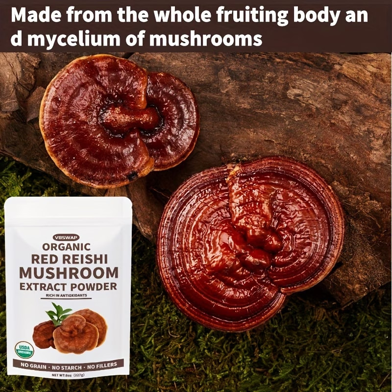 Organic High Quality Eishi Mushroom Powder 8oz Red Reishi Extract Vegan