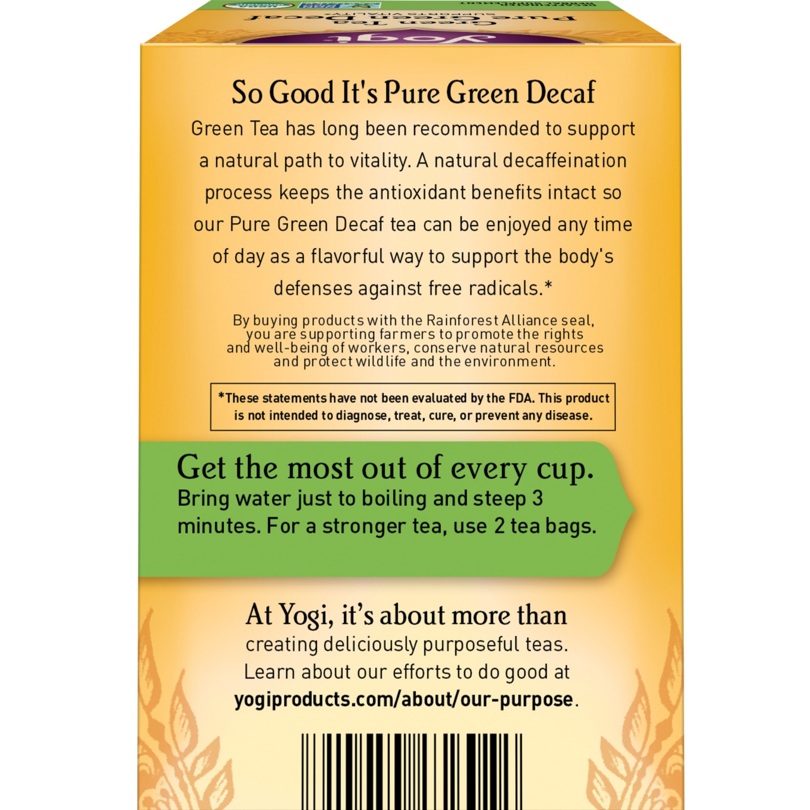 Yogi Tea – Green Tea Pure Green Decaf – Supports Vitality – 6 Pack, 96 Tea Bags