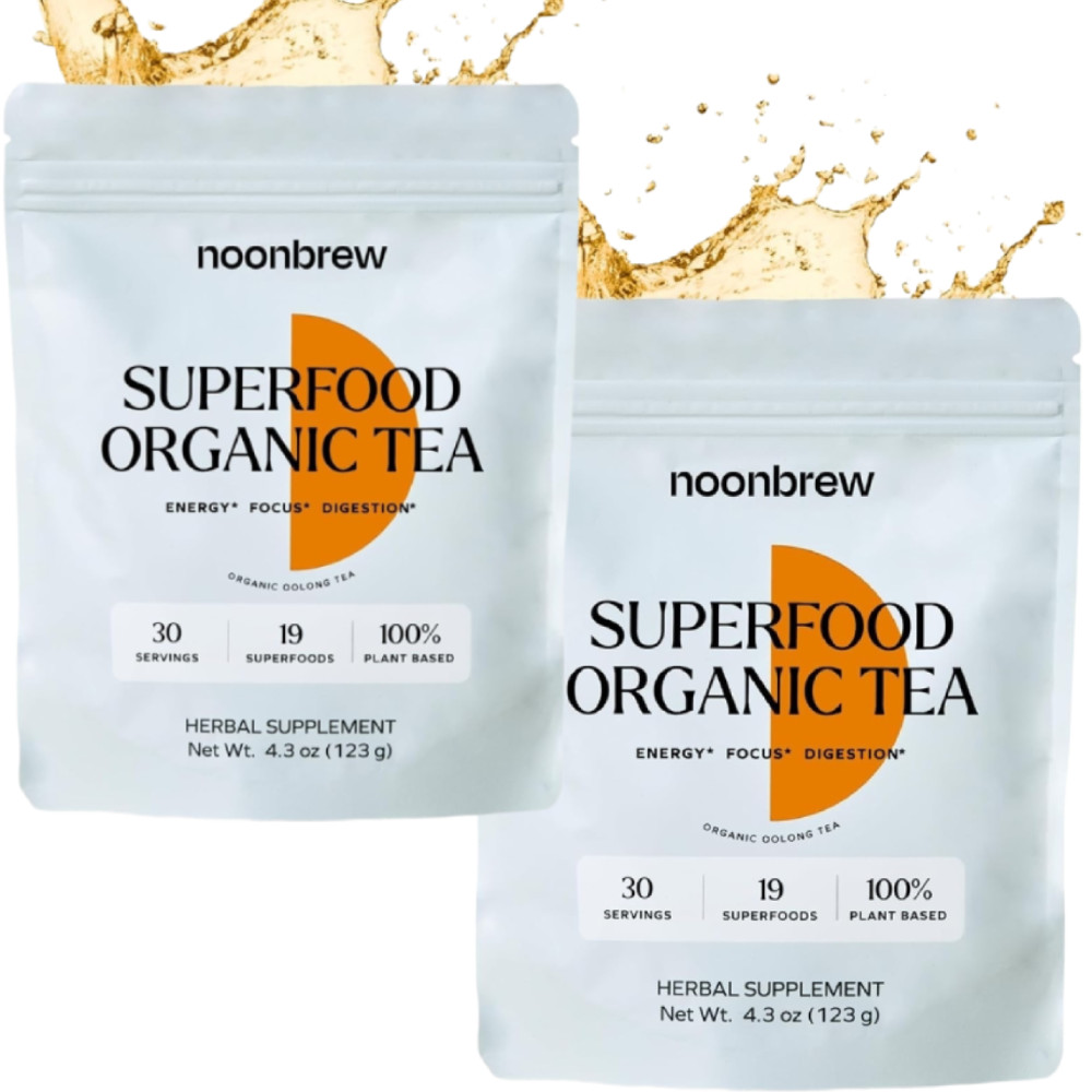 NoonBrew Oolong Mushroom Tea – Natural Energy, Focus & Mood Support, 60 Servings