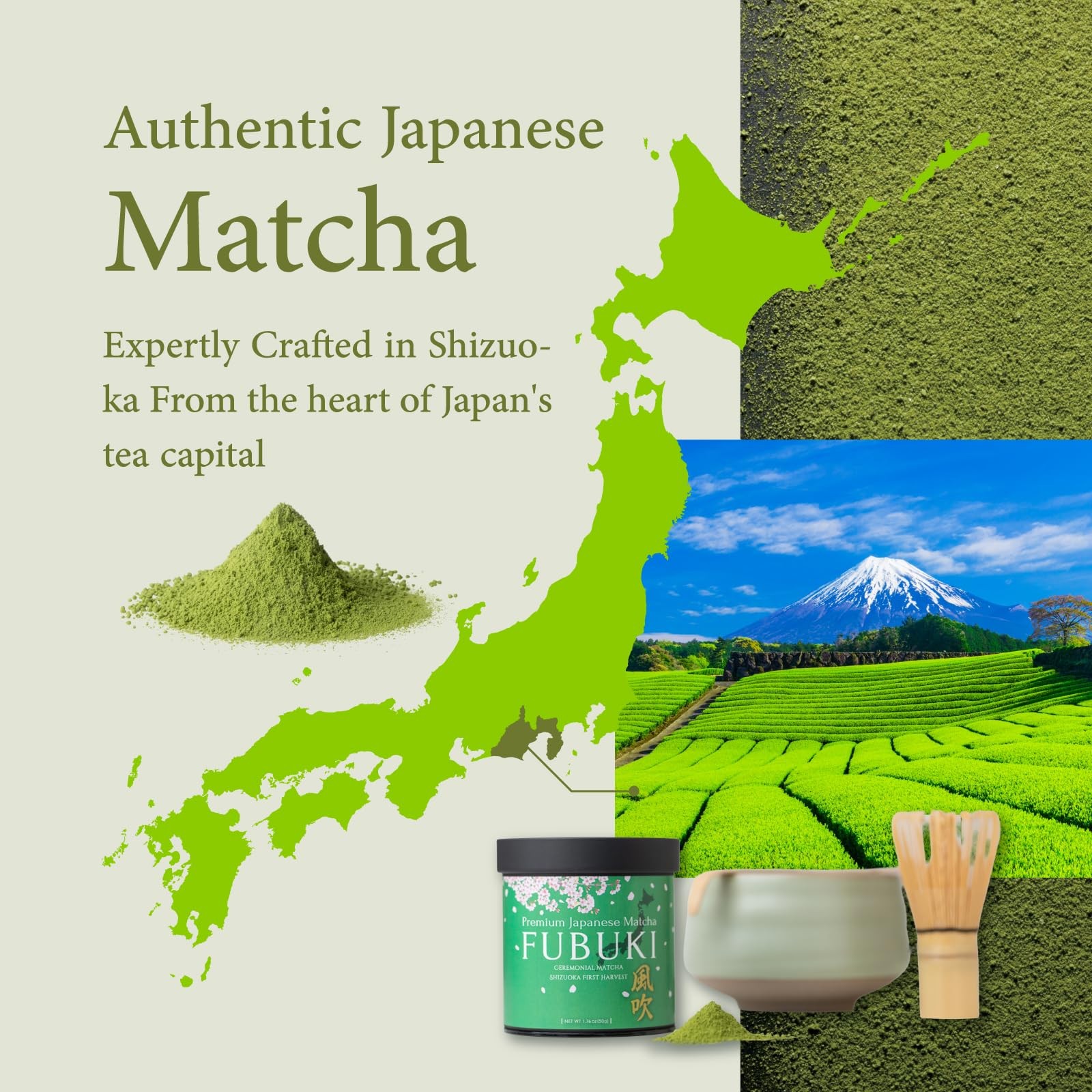 FUBUKI Authentic Japanese Matcha Green Tea Powder – Ceremonial Grade, Single-…