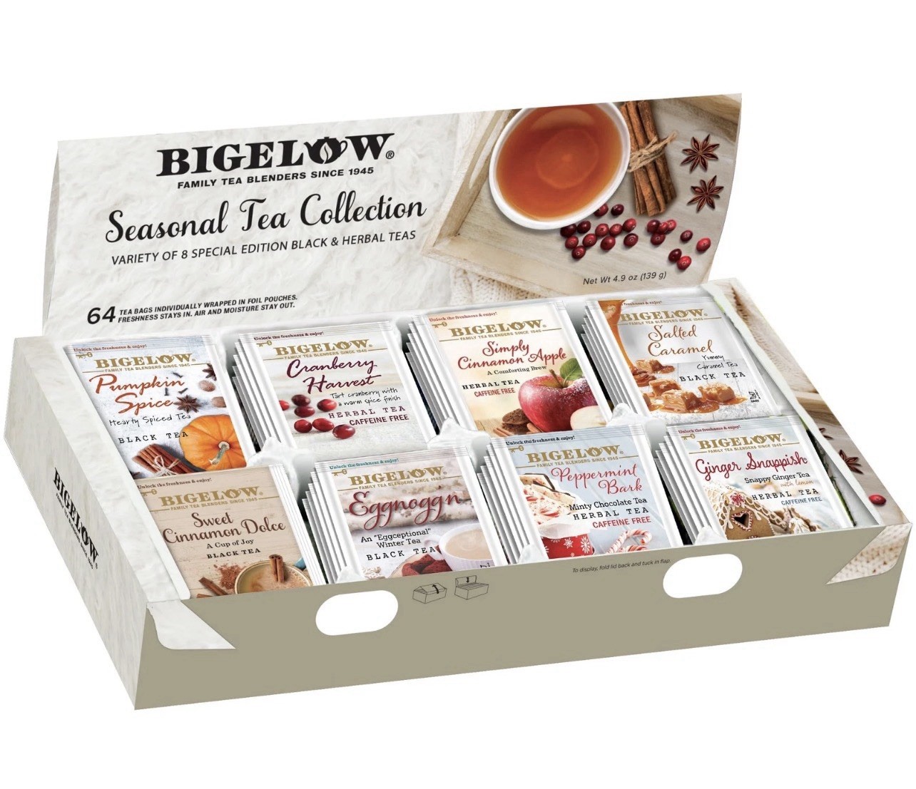 Bigelow Seasonal Tea Collection 64 Count Variety Gift Set Holiday Tea Bags