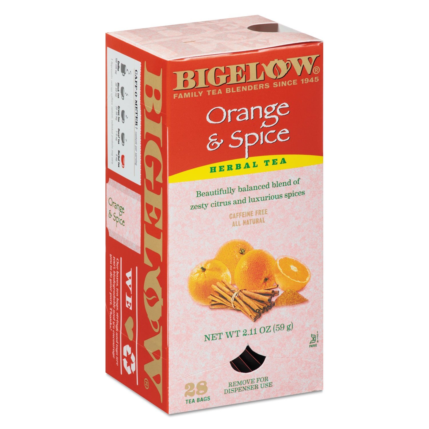 Bigelow Orange Spice Herb Tea Pack of 28 Tea Bags