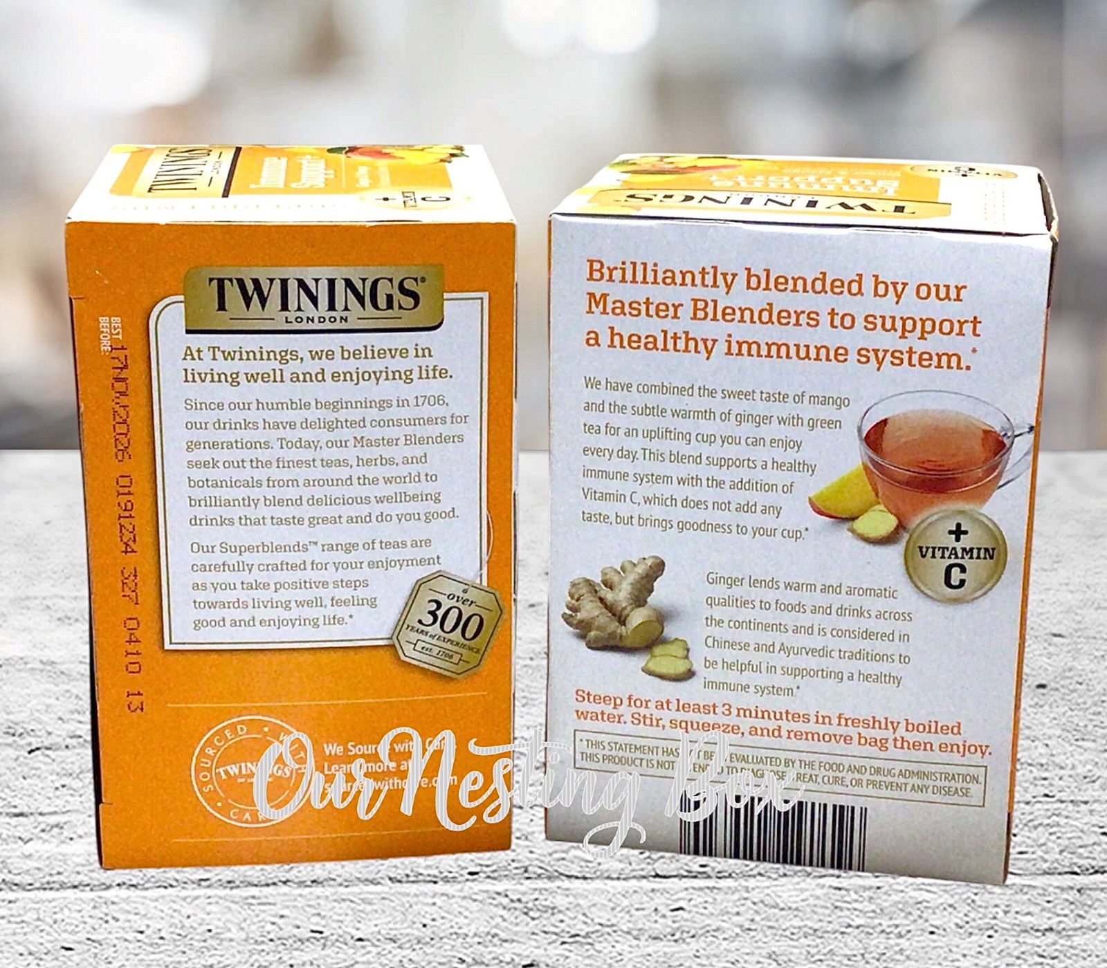 2 Twinings Immune Support+ Vitamin C, Ginger & Mango Green Tea Bags, 16 Count