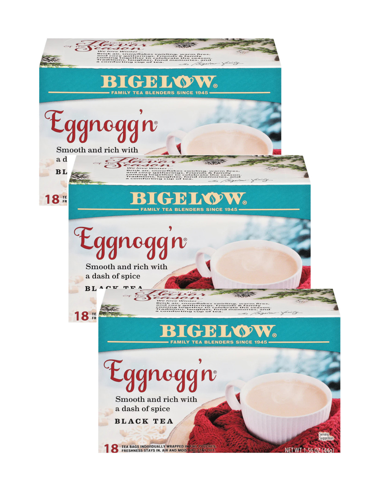Bigelow Eggnogg’n Tea – 18 Per Box – (3) Boxes Total